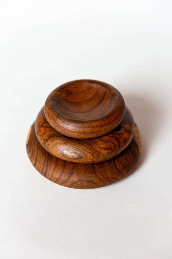 Teak Wood Nibble/Decor Bowl Set of 3 - Image 2