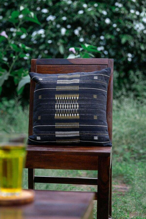 Naga Handwoven Cushion Cover Black - Image 2