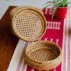 rattan woven round box