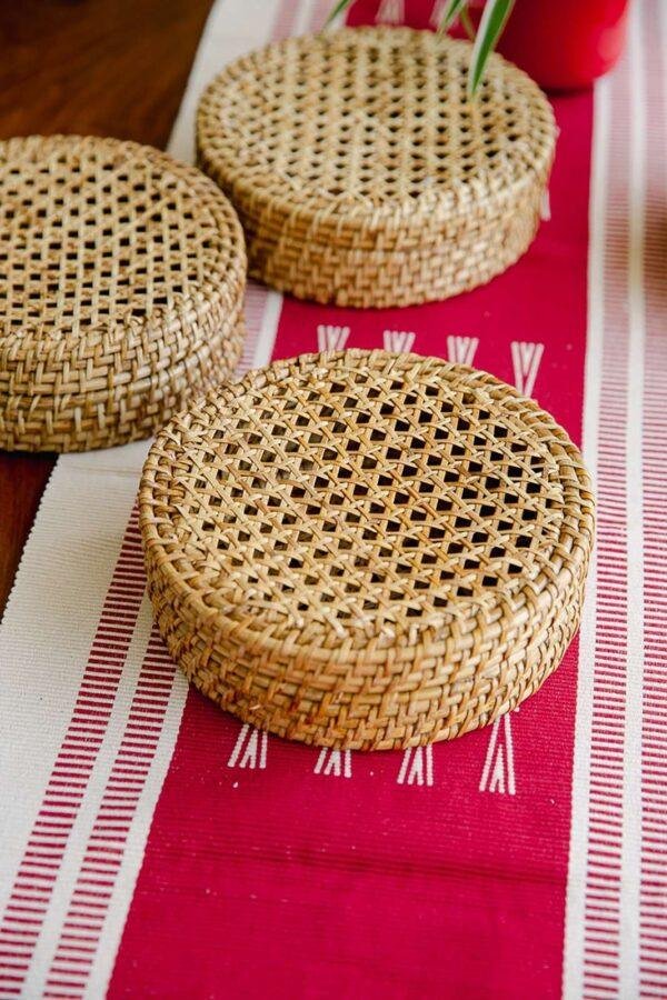 rattan woven round box