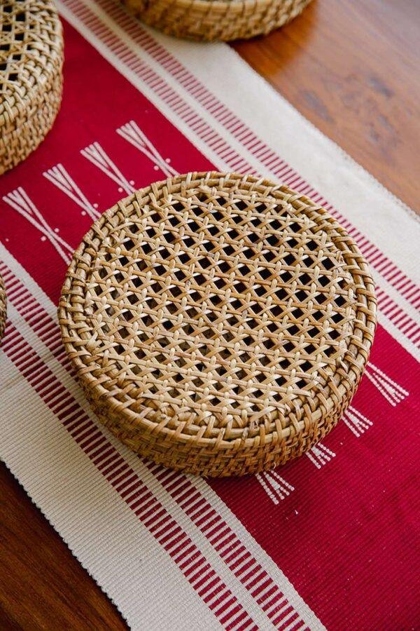 rattan woven round box