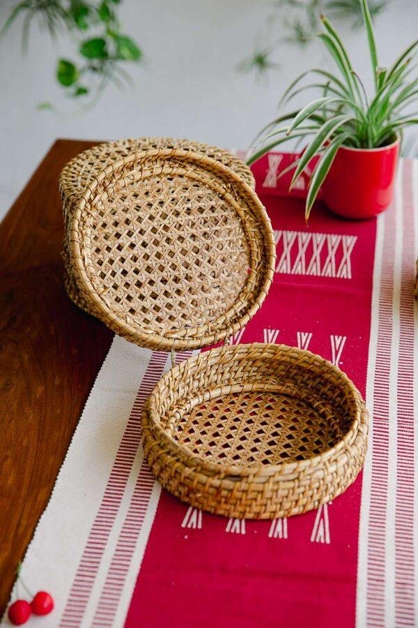 rattan woven round box