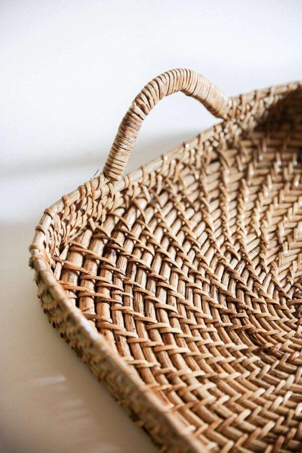 rattan cane square tray