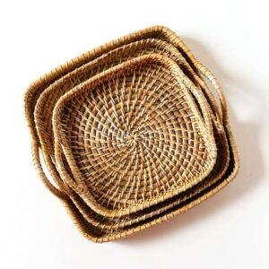 rattan cane square tray