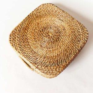 rattan cane square tray