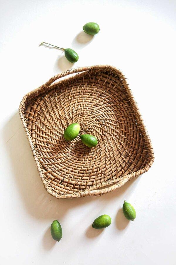 rattan cane square tray