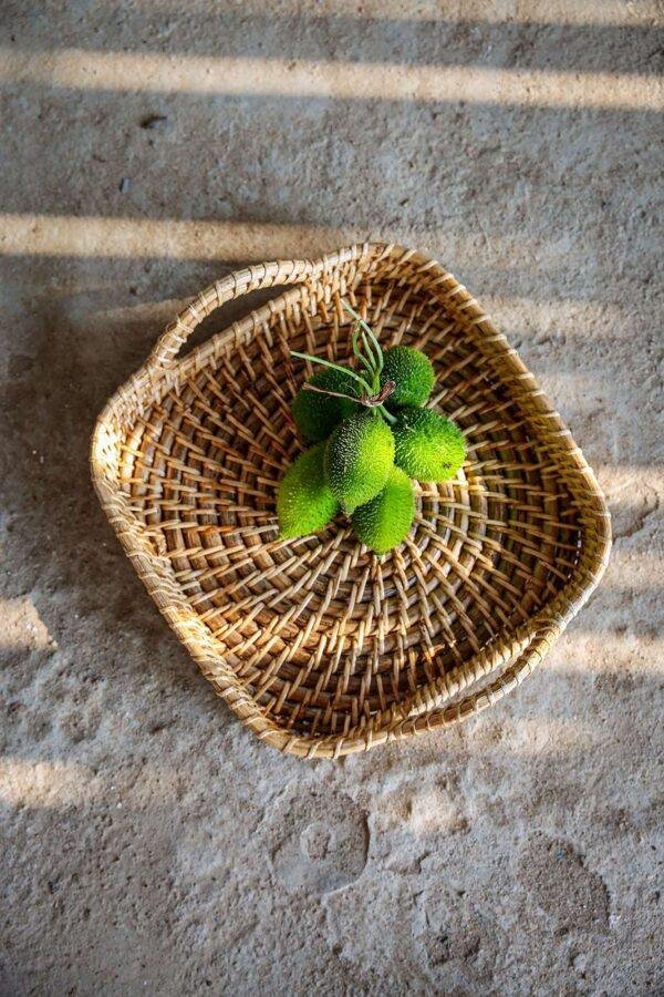 rattan cane square tray