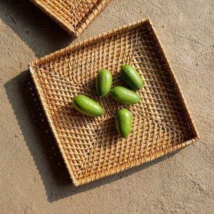 rattan cane tray square