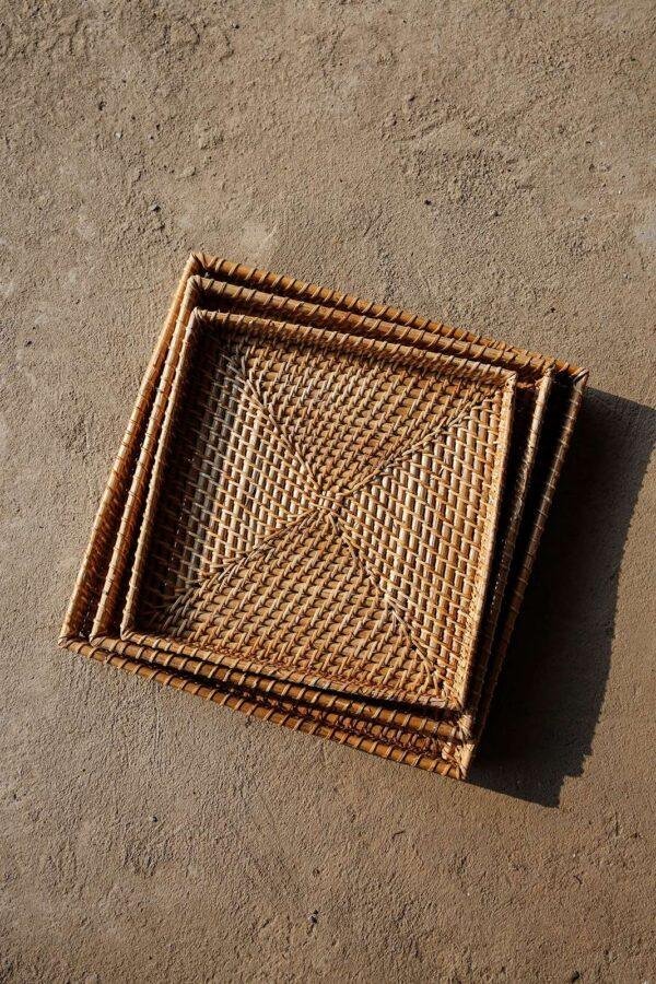 rattan cane tray square