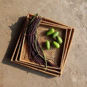 rattan cane tray square
