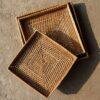 rattan cane tray square