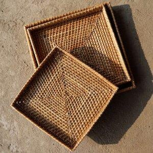 rattan cane tray square