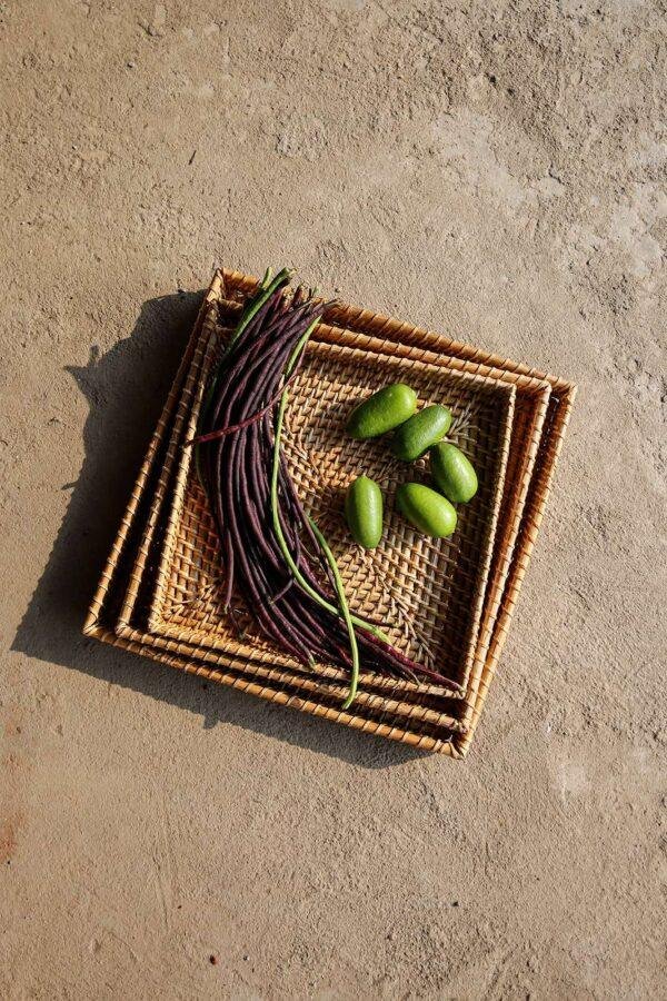 rattan cane tray square