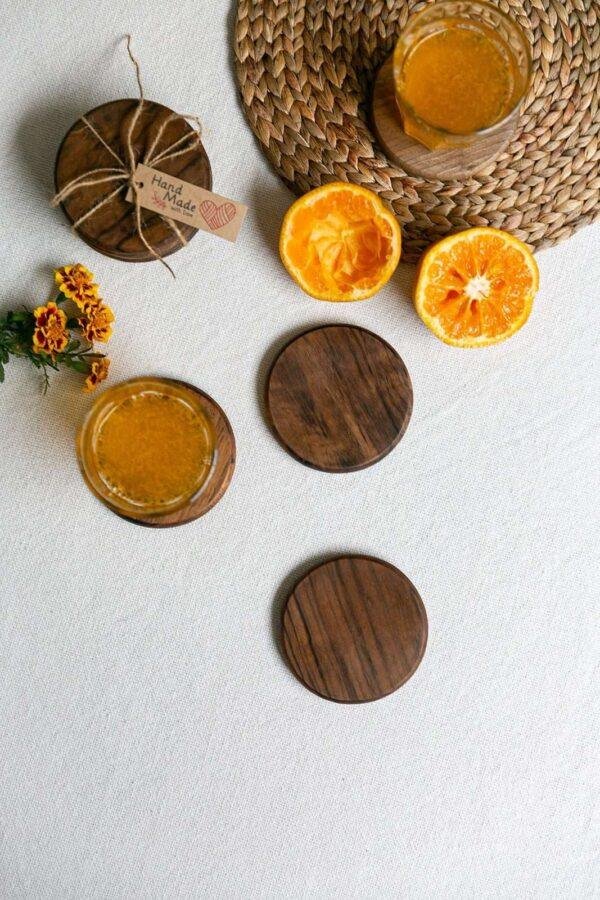 Walnut Wood Round Coaster Set of 4 - Image 5