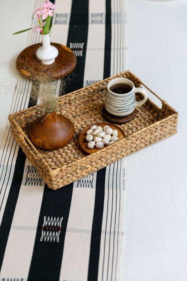 Naga Handwoven Black & White 4 Seater Table Runner & Mat - Image 5