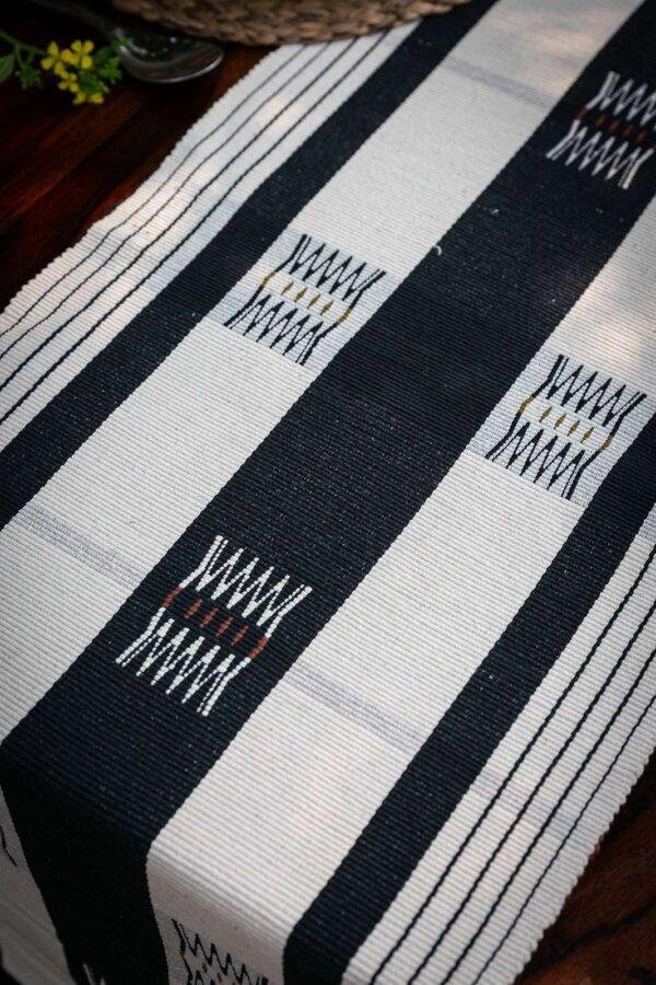 Naga Handwoven Black & White 4 Seater Table Runner & Mat - Image 6