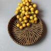rattan round tray black