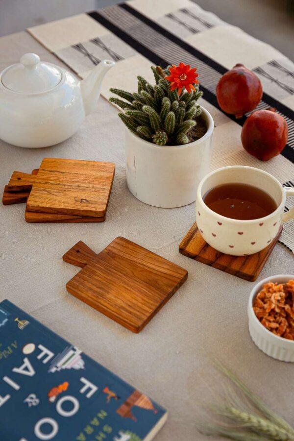 Teak Wood Square Coaster Set of 4 - Image 2