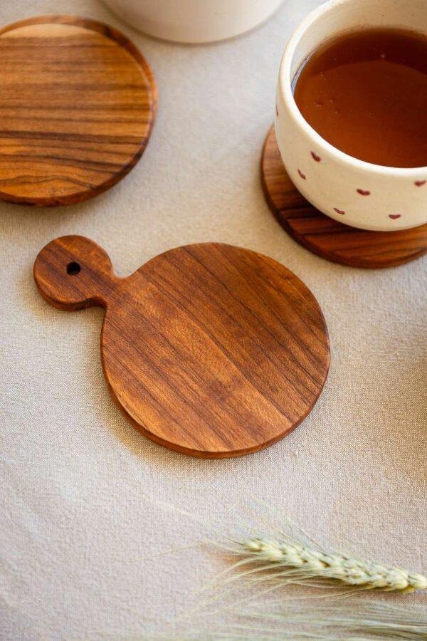 Teak Wood Round Coaster Set of 4 - Image 10