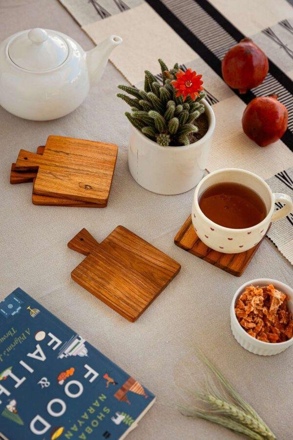 Teak Wood Square Coaster Set of 4