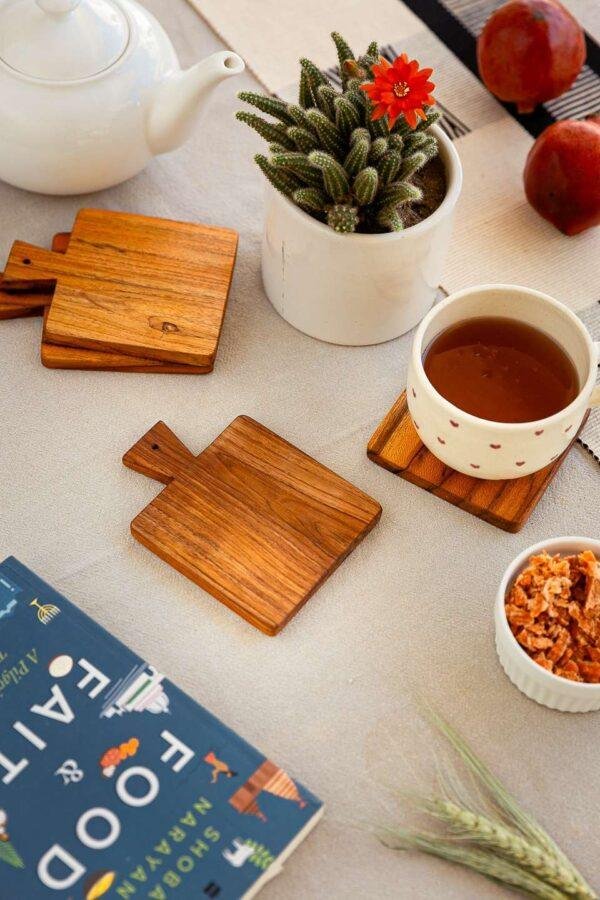 Teak Wood Square Coaster Set of 4 - Image 9