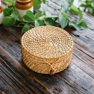 rattan round box