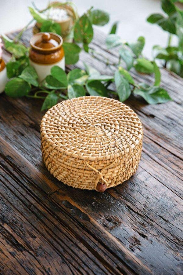 rattan round box