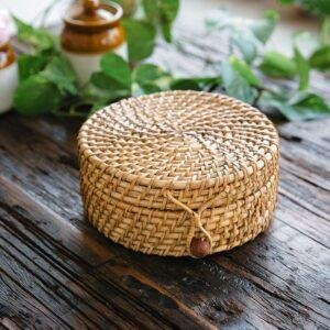 rattan round box