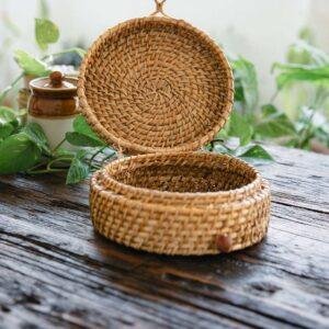 rattan round box