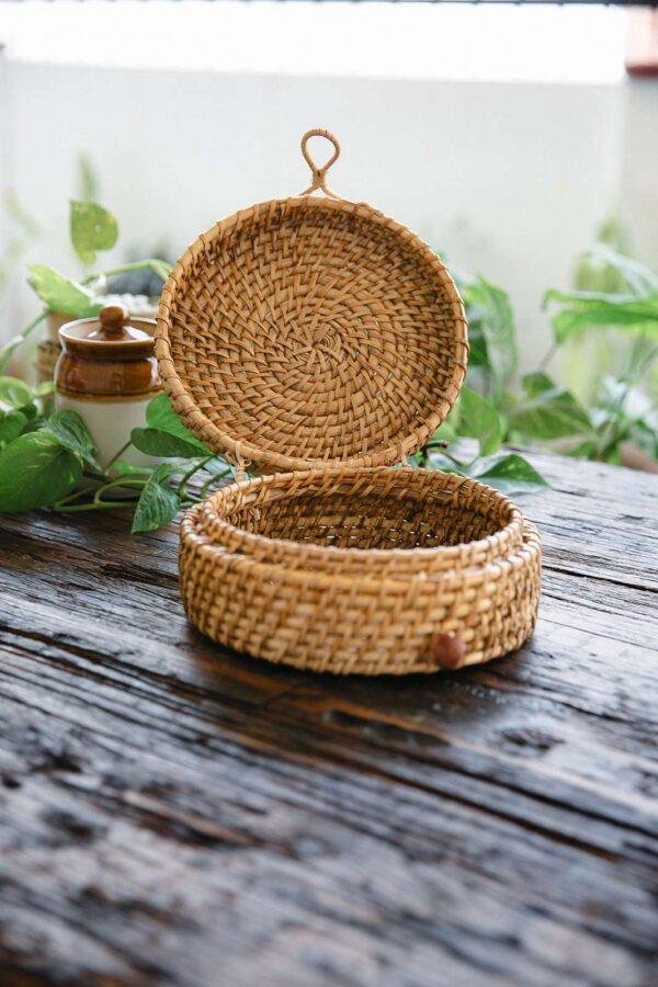 rattan round box