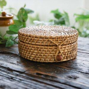 rattan round box