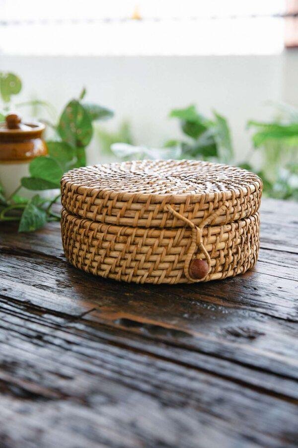 rattan round box