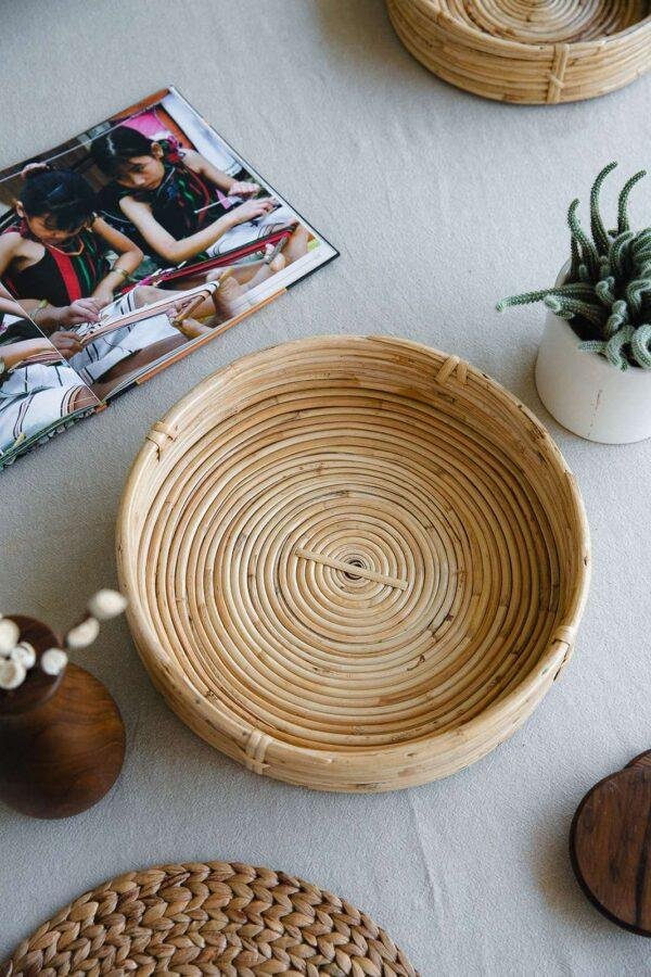 cane round tray