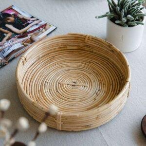 Rattan Cane Round Coiled Tray