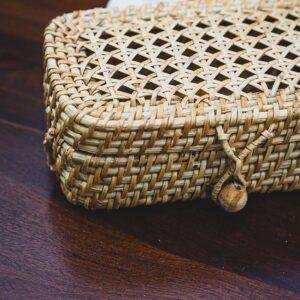 cane woven rectangular box