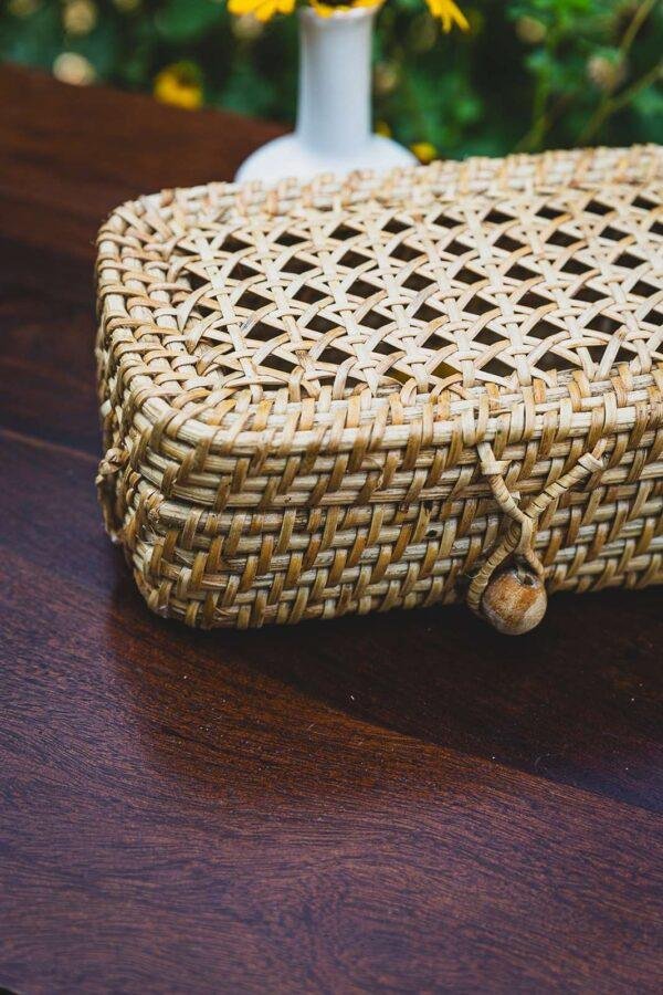 cane woven rectangular box