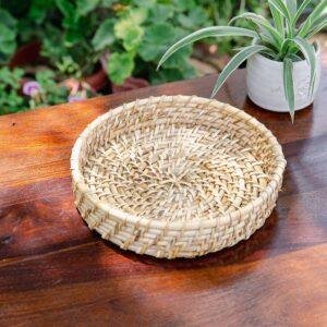 round rattan cane tray