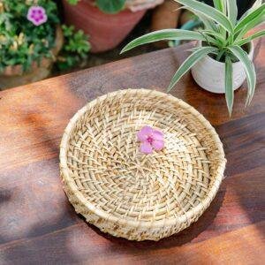 round rattan cane tray