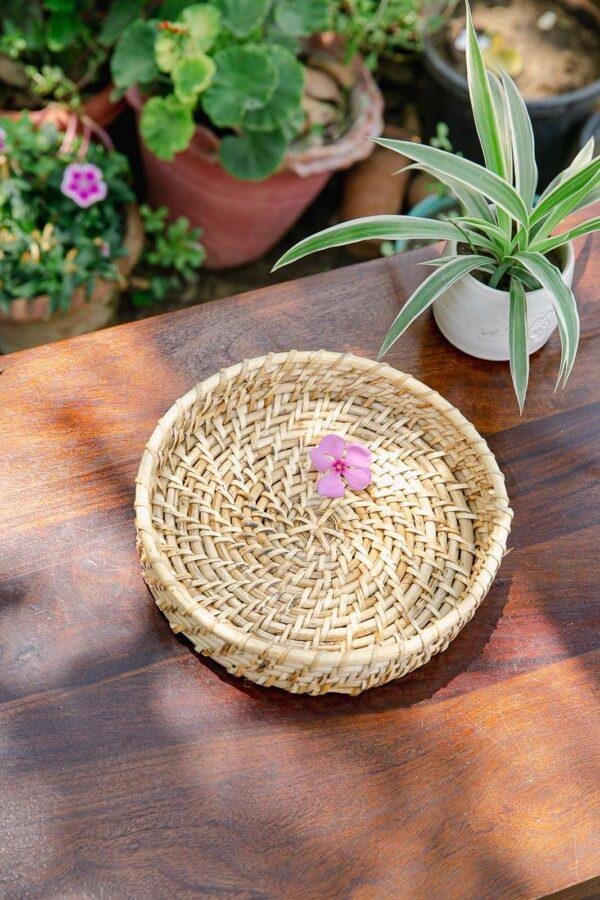 round rattan cane tray