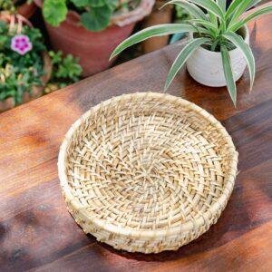 round rattan cane tray