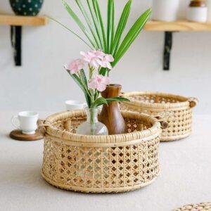 cane round tray