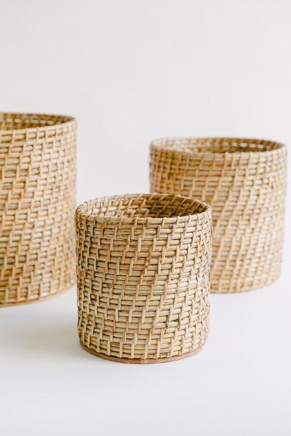 cane woven planter