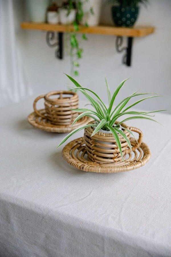 rattan cup planter