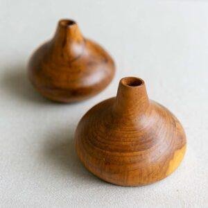 teak wood oval vase