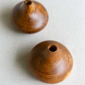 teak wood oval vase