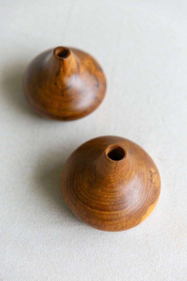 teak wood oval vase