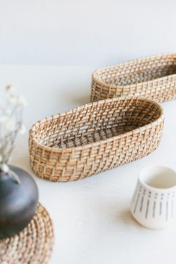 rattan oval basket