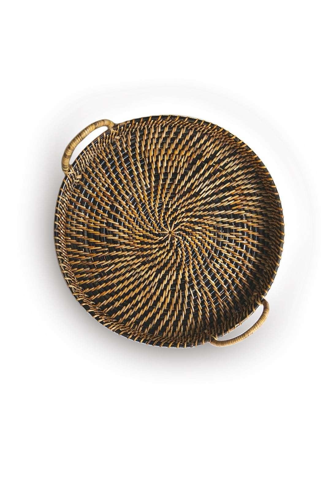 rattan cane tray black