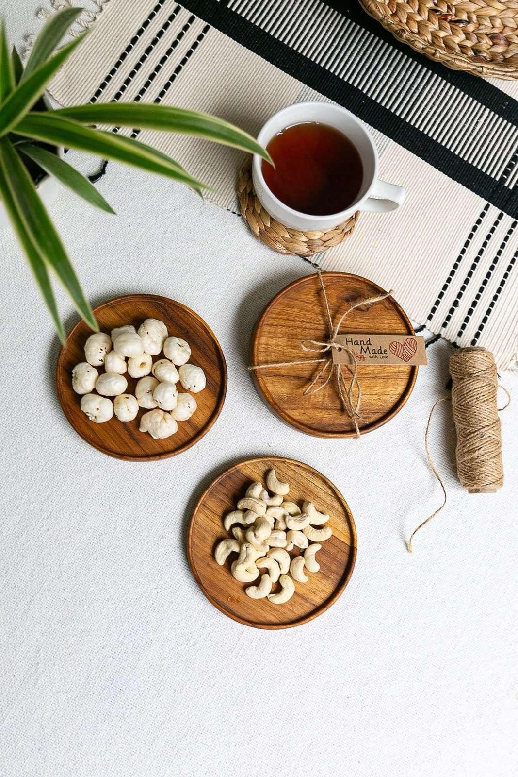 Teak Wood Snack Plate 5 inches Set of 2 - Image 5