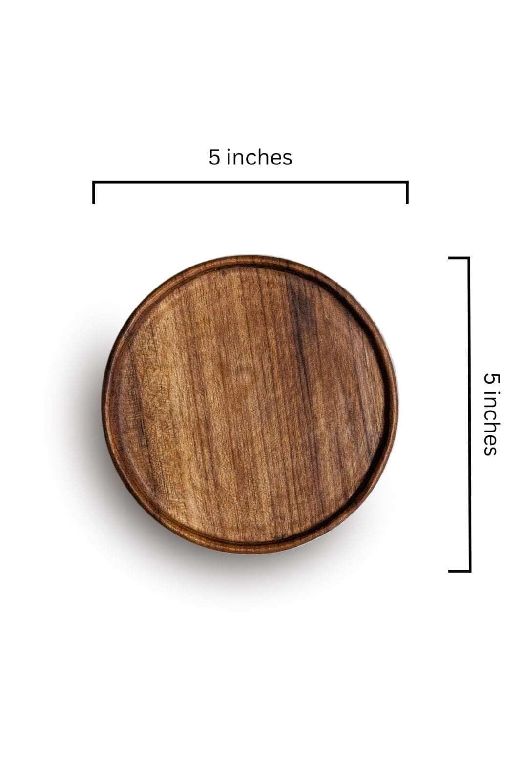 Teak Wood Snack Plate 5 inches Set of 2 - Image 6